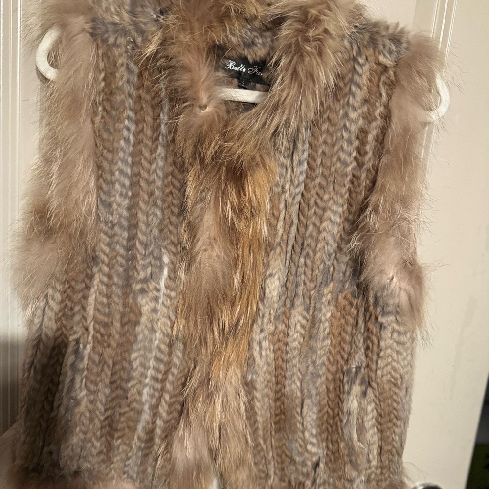 Retro Fur Vest in Brown and Tan